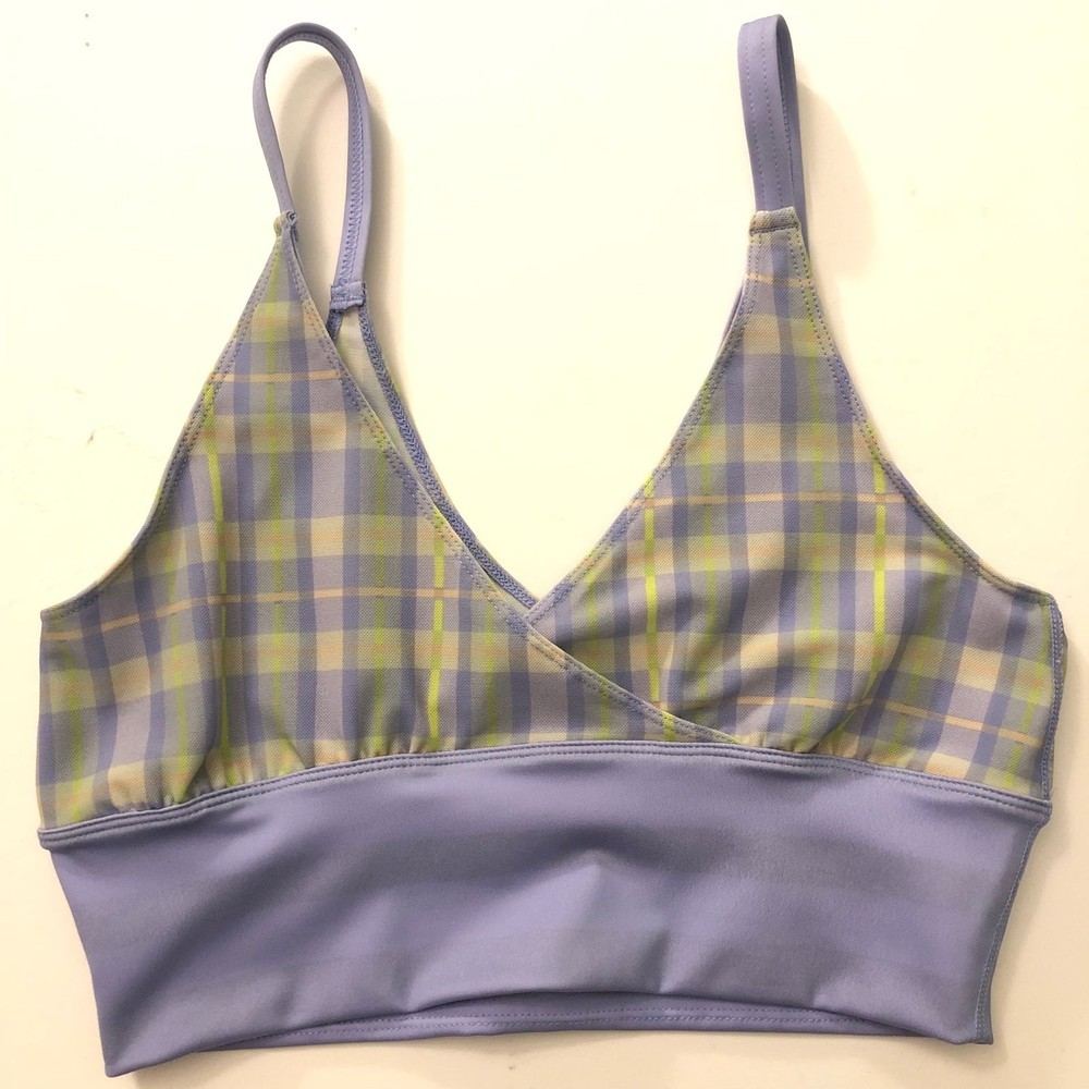 NEW Free People FP Movement Sheer Luck Plaid Mesh Sports Bra - Picture 5 of 9
